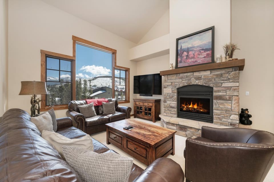 Day, TV and multimedia, Living room, Mountain view, fireplace, furniture