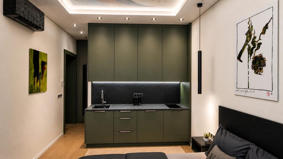 Photo of the whole room, kitchen, kitchen