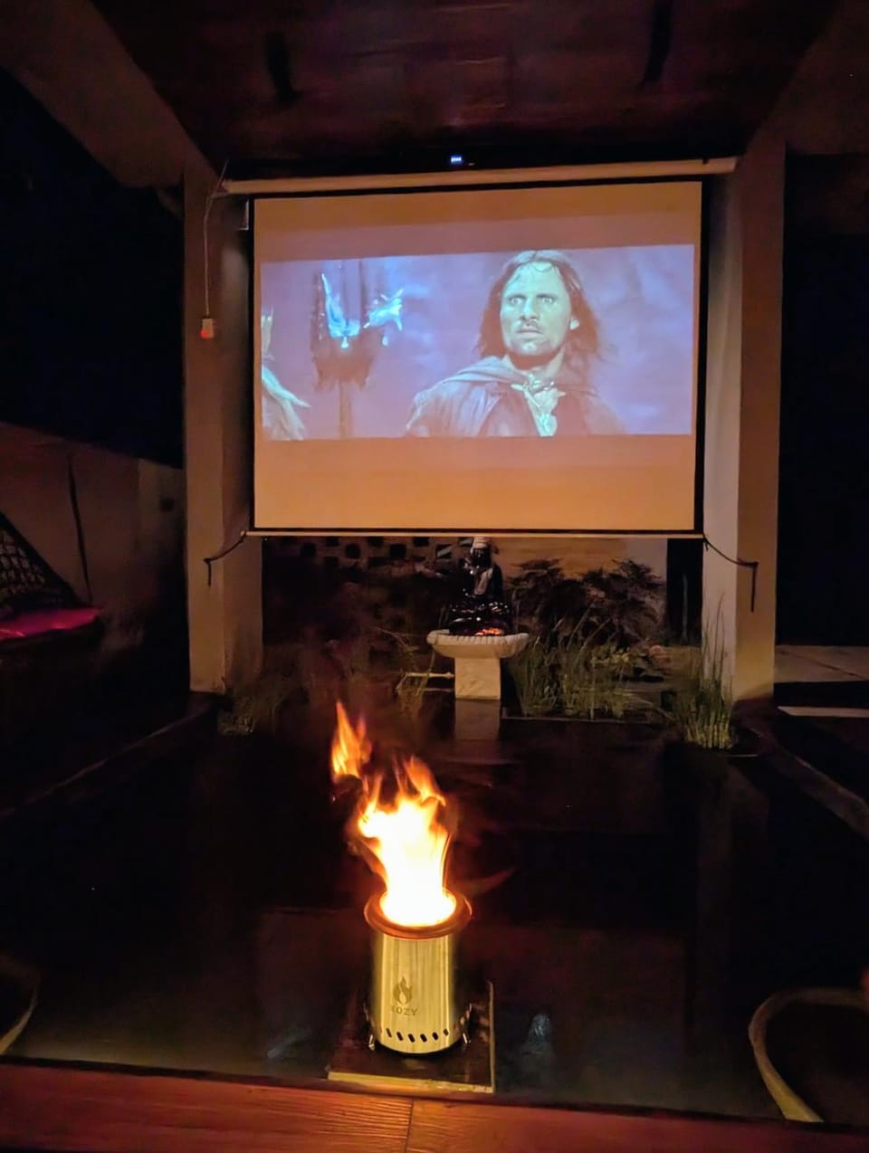 Evening entertainment, fireplace