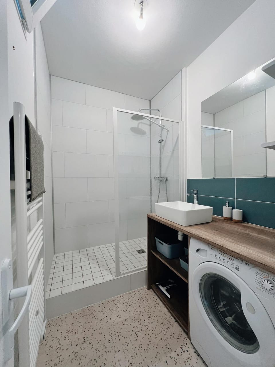 Shower, hair dryier, washing machine, dryer