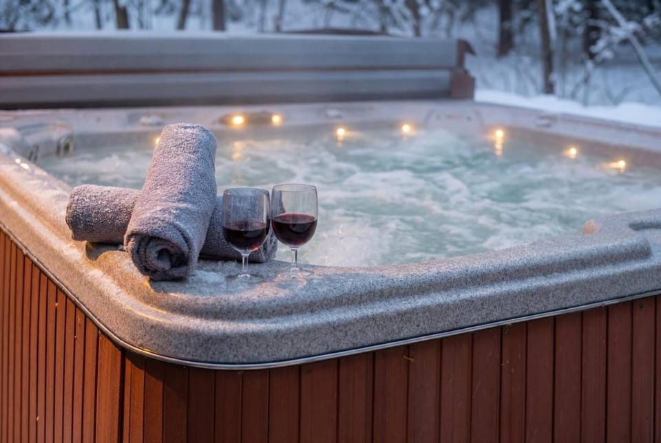Winter, Hot Tub, Spa and wellness centre/facilities, Alcoholic drinks, Open Air Bath, towels