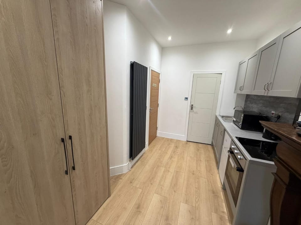 Kitchen or kitchenette, oven, wardrobe