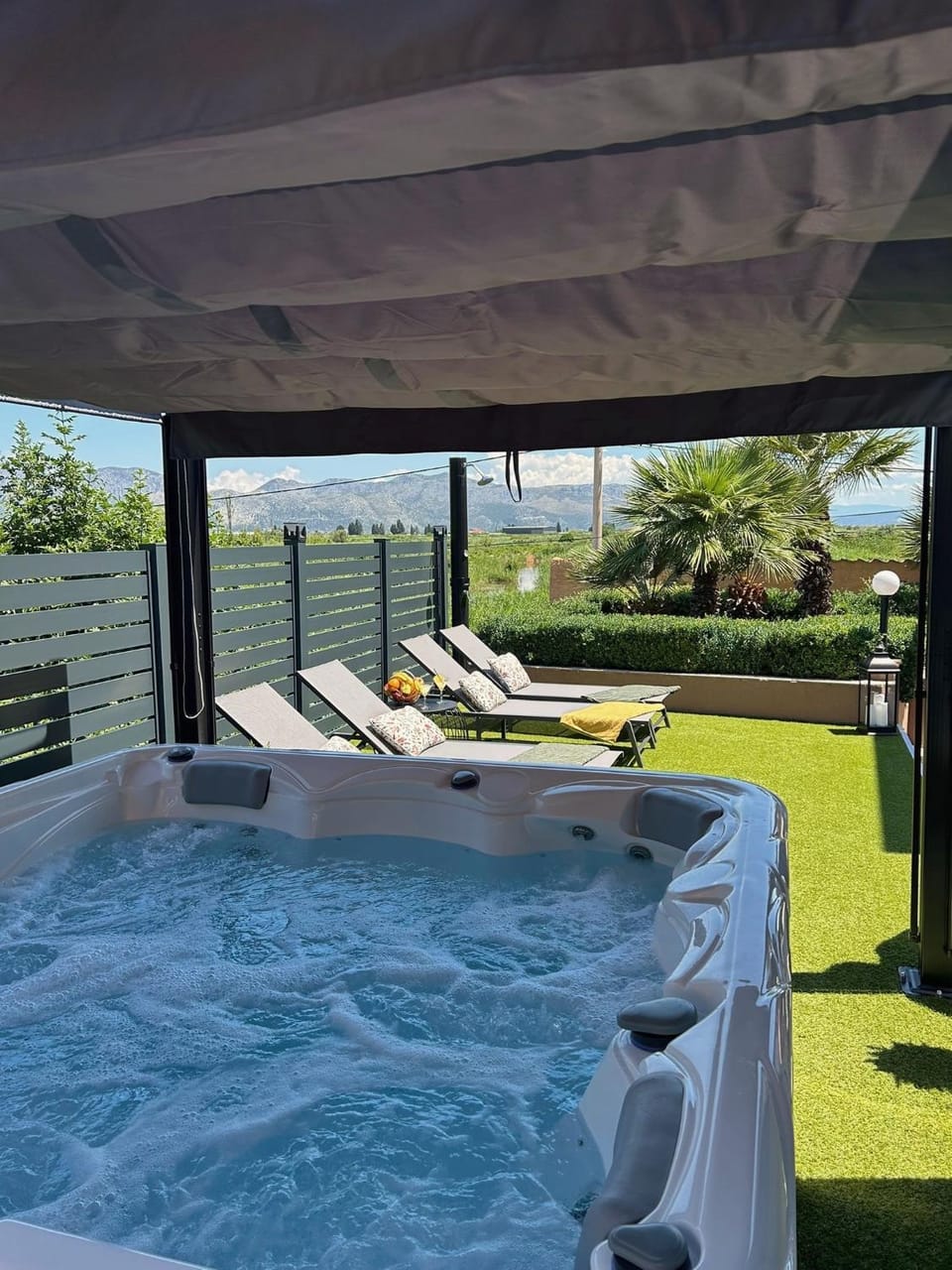 Patio, Day, Natural landscape, Garden, Garden view, Pool view, Swimming pool, sunbed