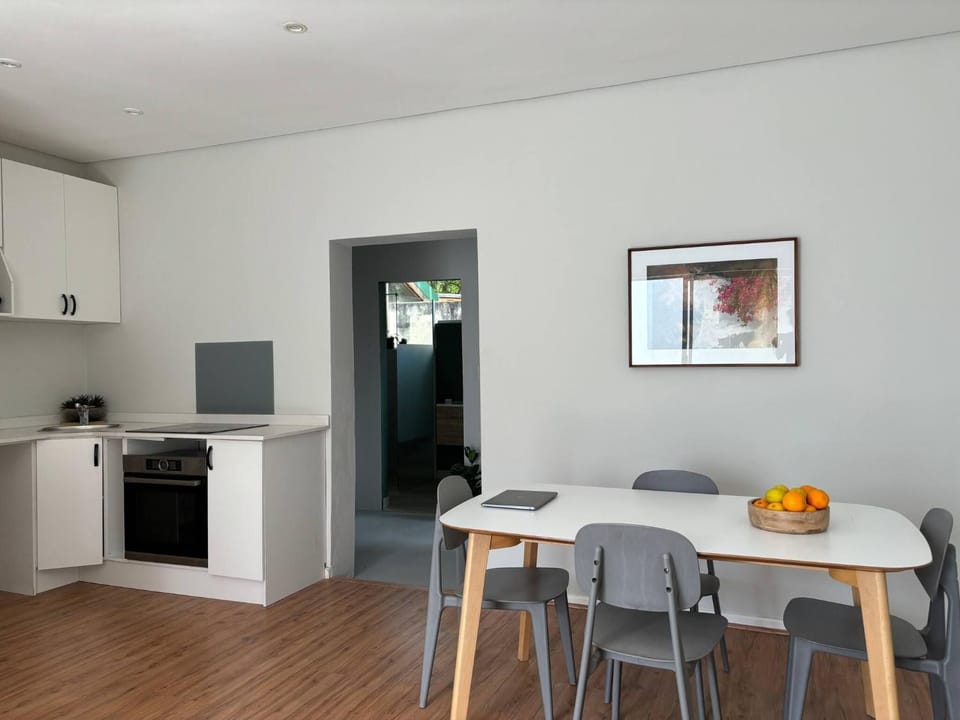 Dining area, microwave, oven, kitchen