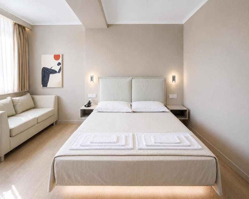 Bed, Living room, Photo of the whole room, Seating area, Bedroom, bunk bed, towels, wardrobe