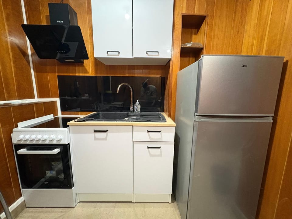 Kitchen or kitchenette, oven, stove