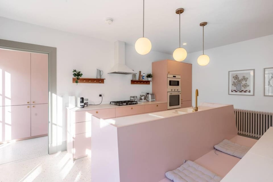 Kitchen or kitchenette, oven, stove, toaster