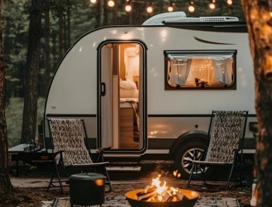 Night, BBQ facilities, Living room, Seating area