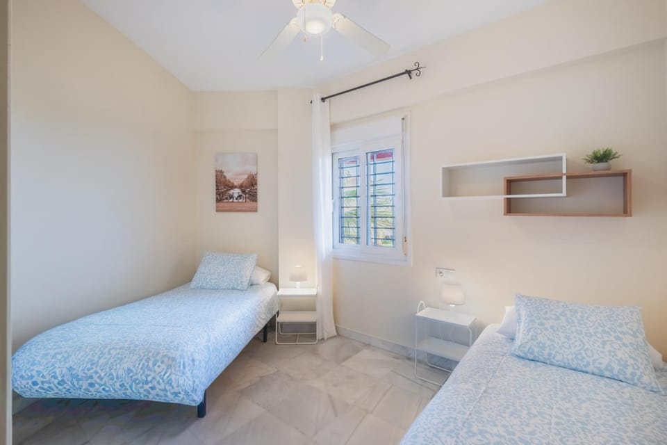 Bed, wardrobe