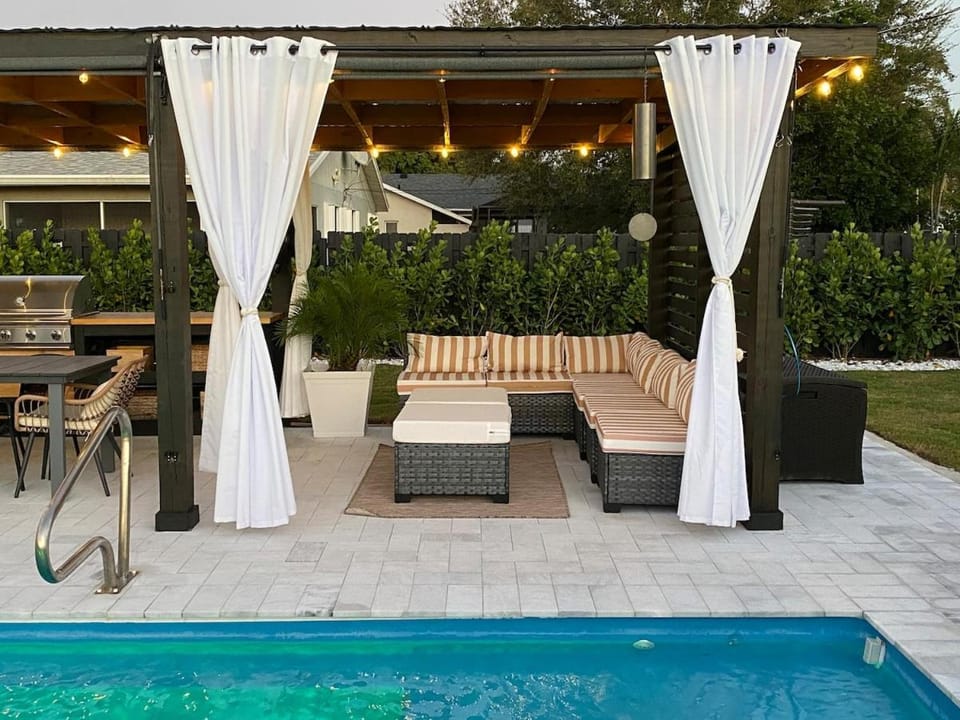 Patio, Day, Seating area, Garden view, Pool view