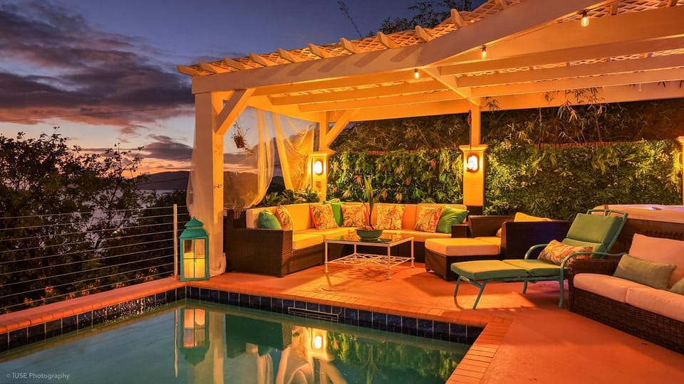 Pool view, Sea view, Swimming pool, Sunset
