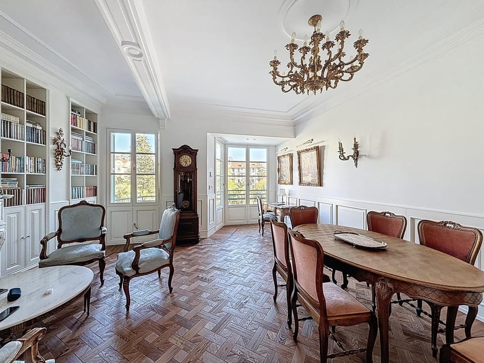 Library, Living room, Seating area, Dining area