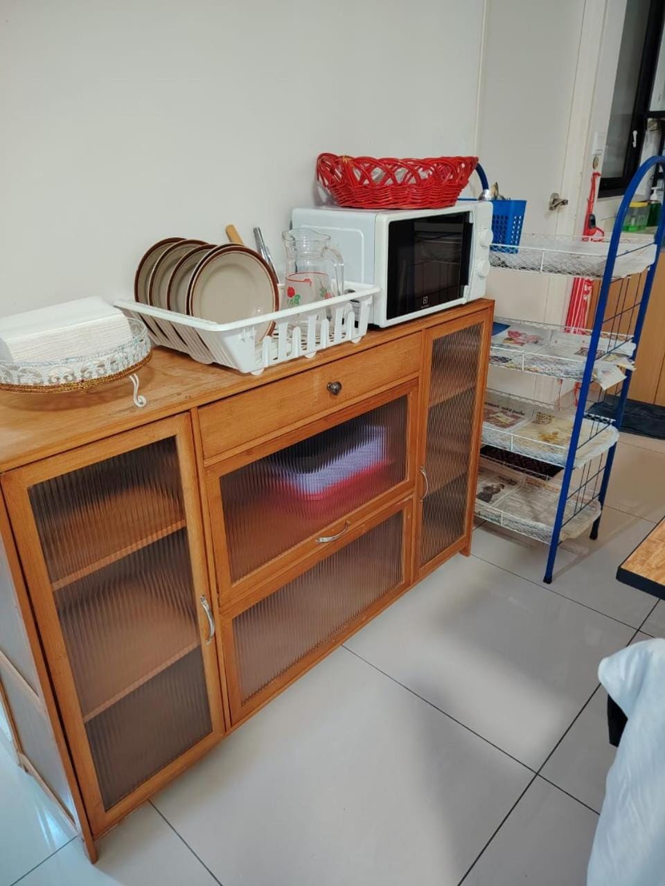 Kitchen or kitchenette, microwave