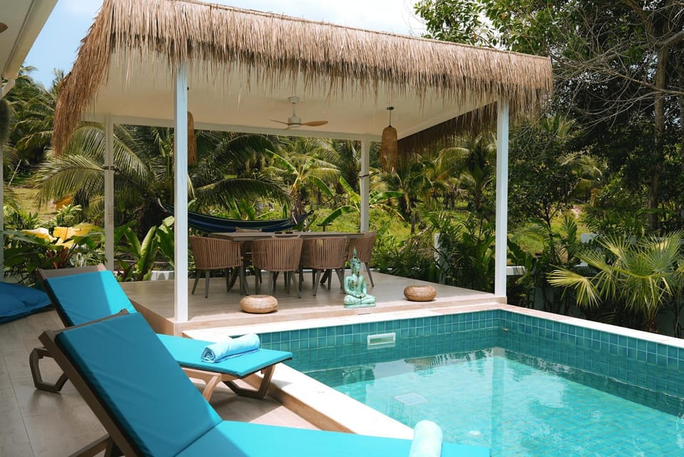 Patio, Natural landscape, Garden, Garden view, Pool view, Swimming pool, sunbed