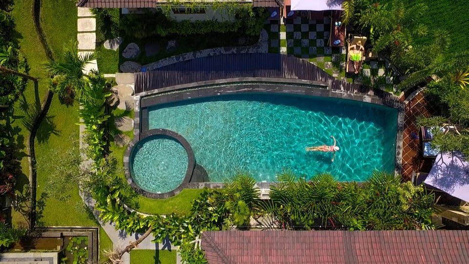 Spring, Day, Natural landscape, Bird's eye view, Garden, Garden view, Pool view, Swimming pool