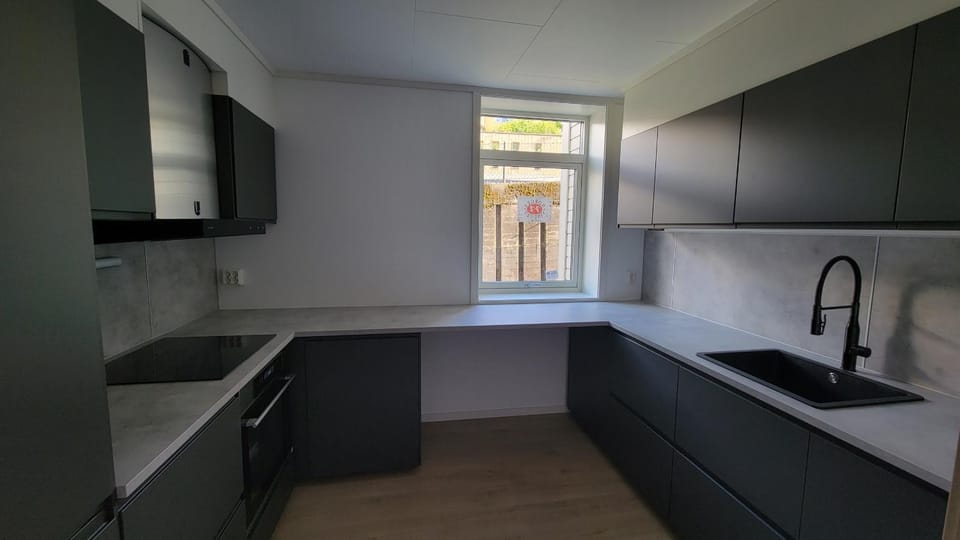 Kitchen or kitchenette, stove