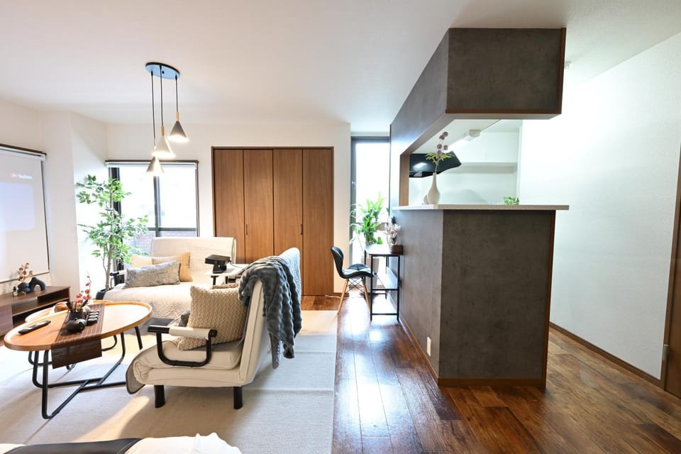 Kitchen or kitchenette, Living room, Dining area