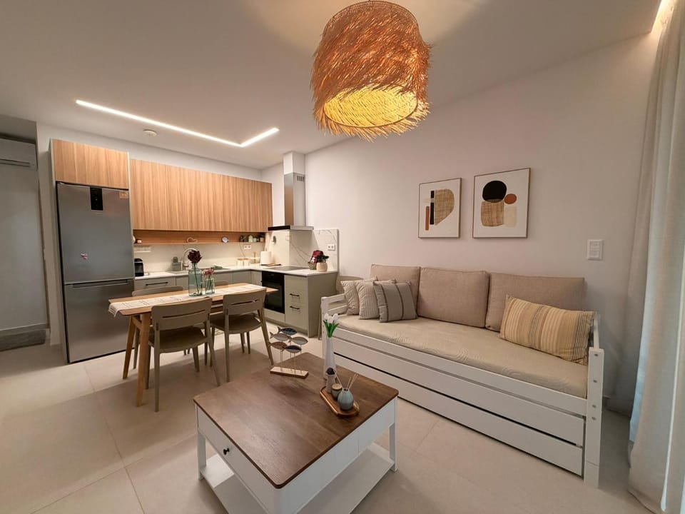 Kitchen or kitchenette, Living room, Seating area, Dining area, stove