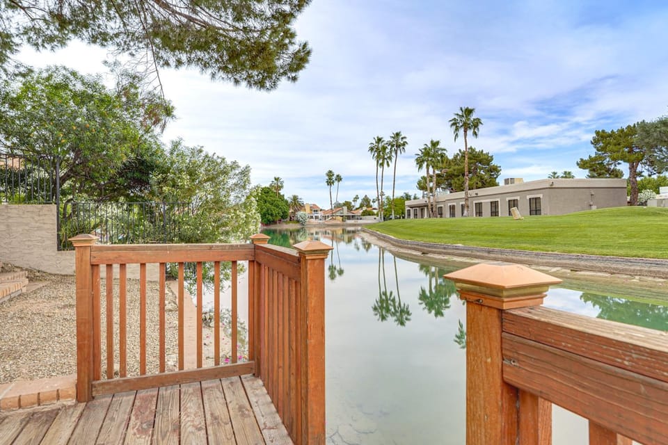 < 1/2 Mi to Golf! Lakefront Mesa Oasis w/ Dock House in Dobson Ranch