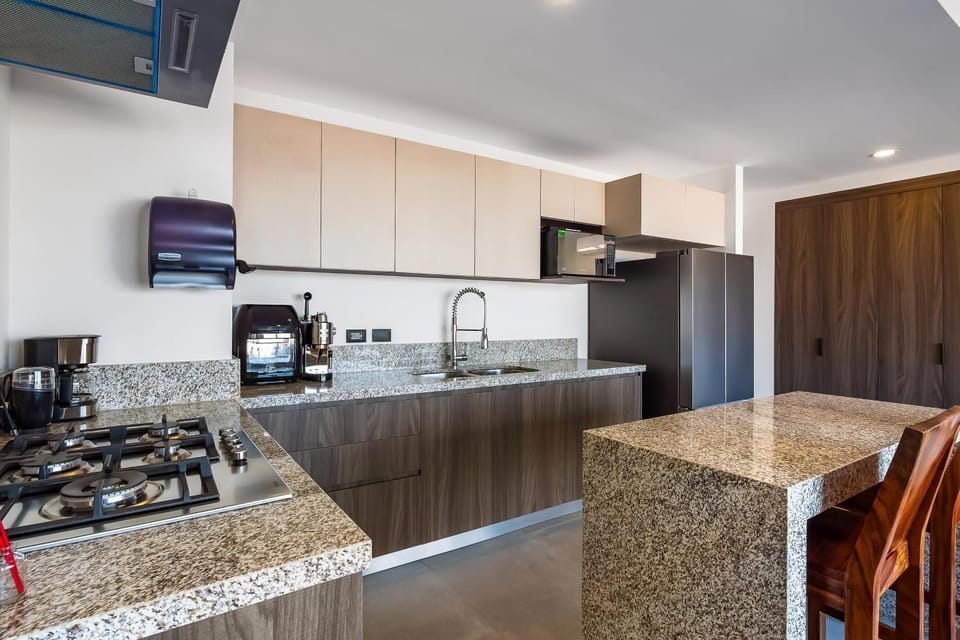 Kitchen or kitchenette, dishwasher, minibar, oven, stove, toaster, kitchen