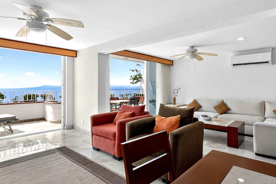 Living room, Seating area, Sea view
