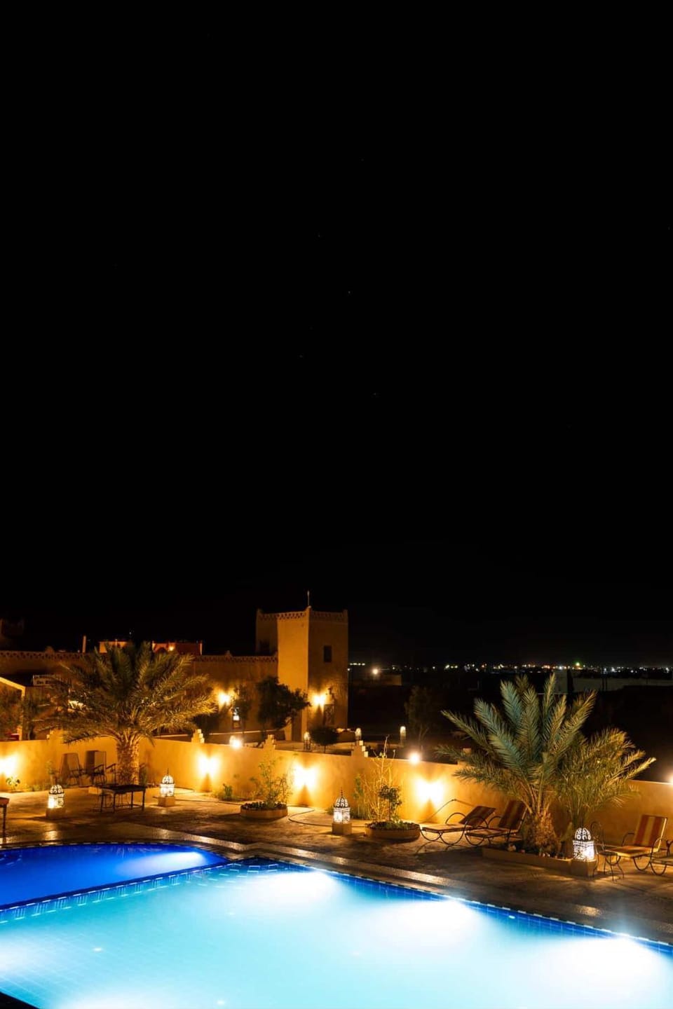 Night, Pool view, Swimming pool