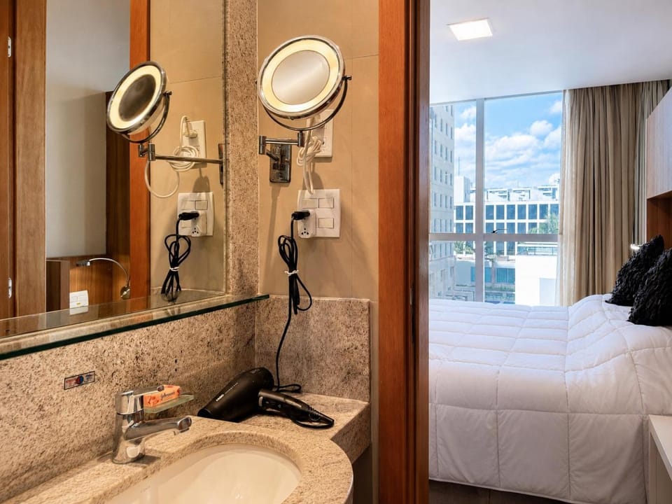Bed, Bathroom, View (from property/room), View (from property/room), hair dryier