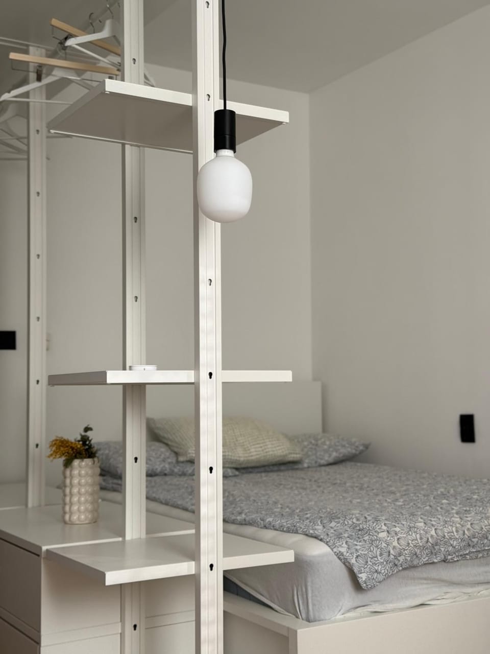 Bed, wardrobe