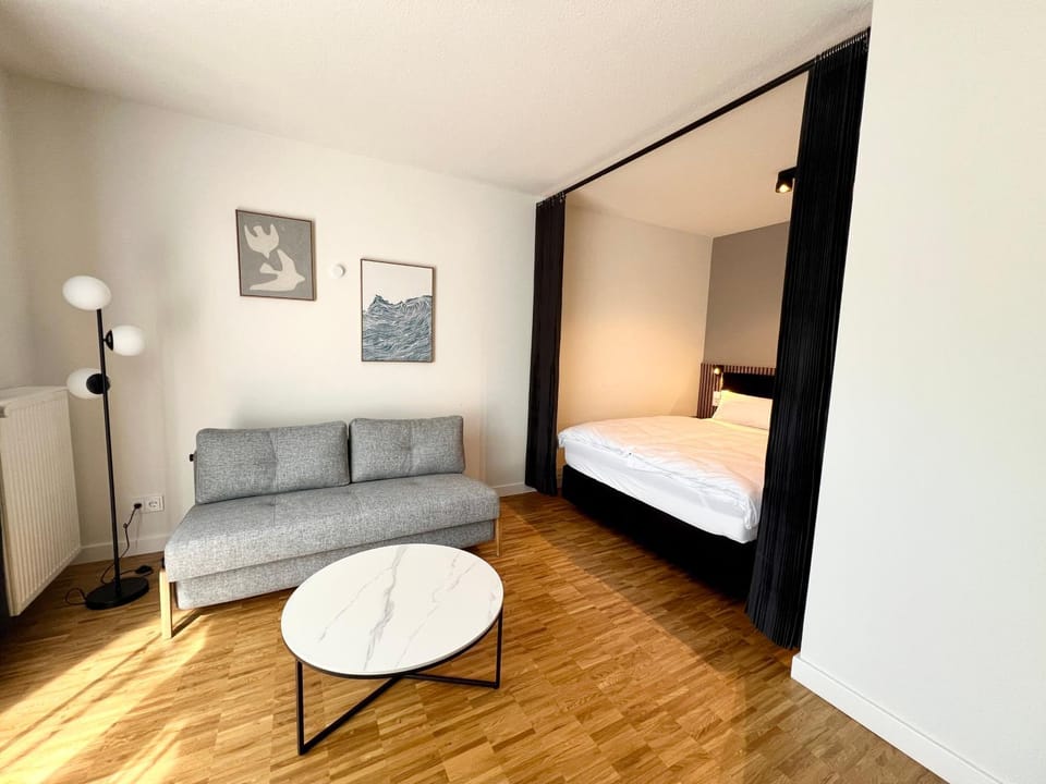 Bed, Living room, Photo of the whole room, Seating area, Bedroom