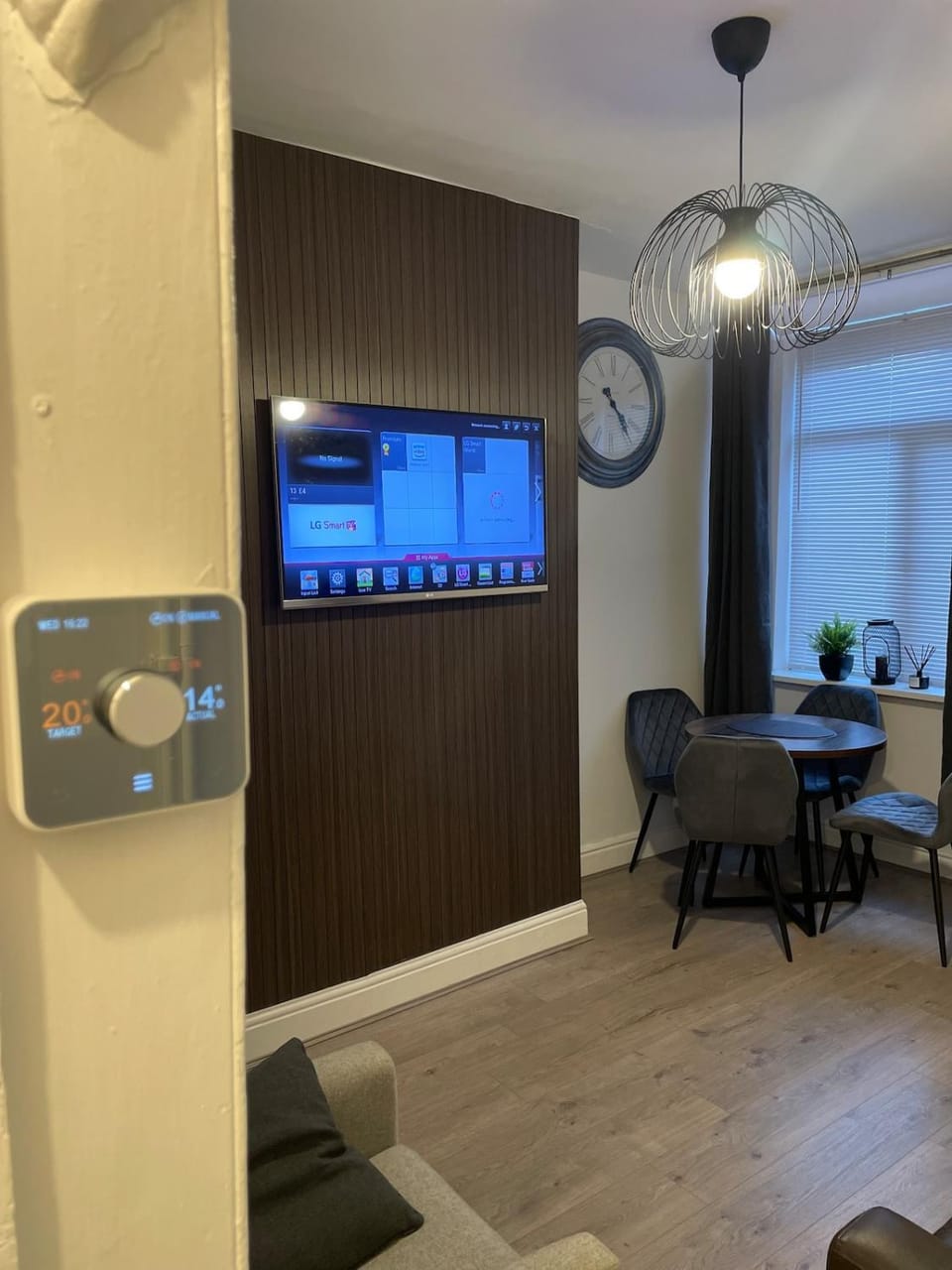 Property building, Living room, Dining area