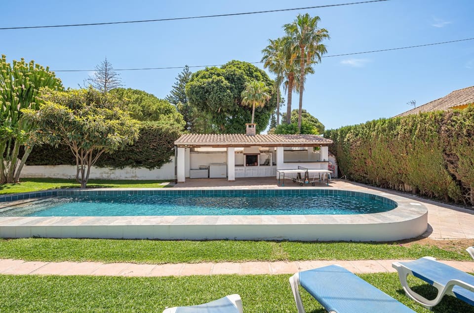 Property building, Living room, Swimming pool