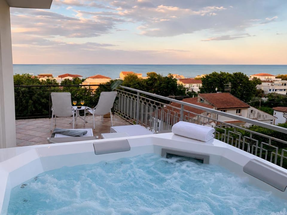 Hot Tub, Hot Tub, View (from property/room), Balcony/Terrace, Pool view, Sea view