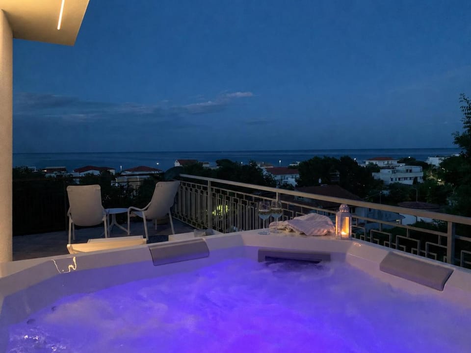 Hot Tub, View (from property/room), Balcony/Terrace, Sea view, Swimming pool