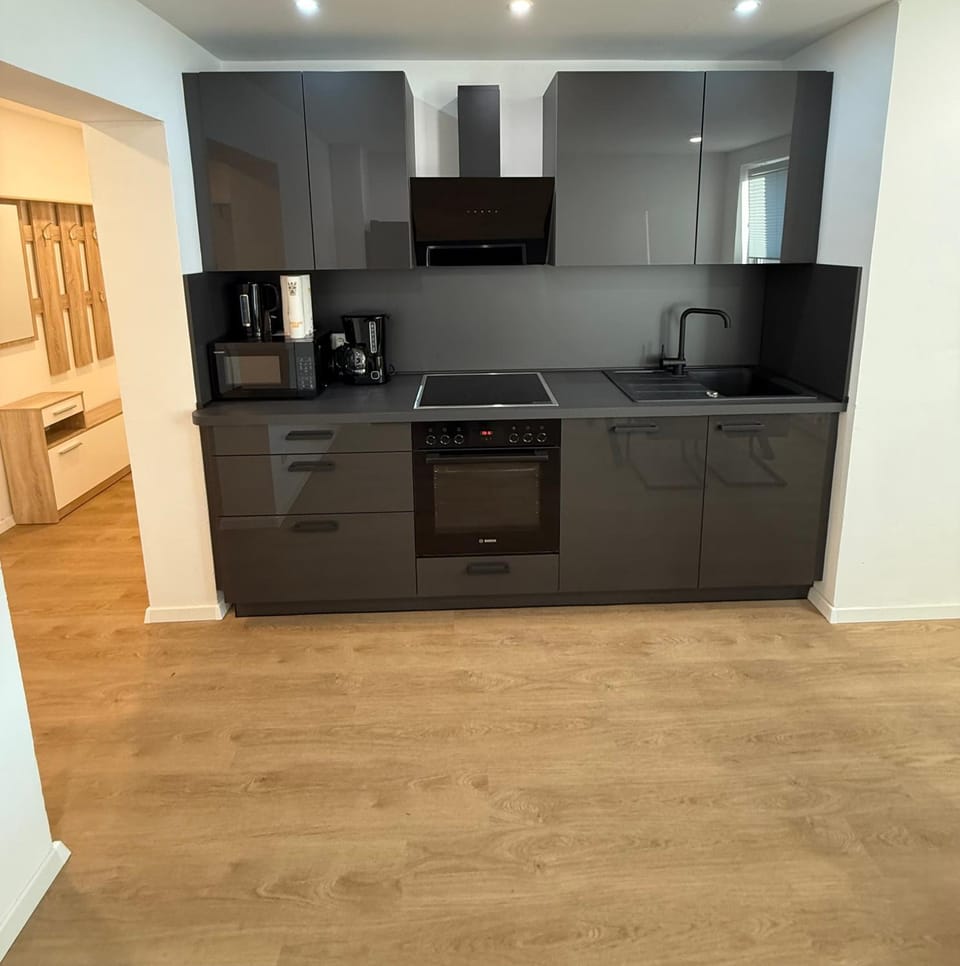 Kitchen or kitchenette, dishwasher, stove