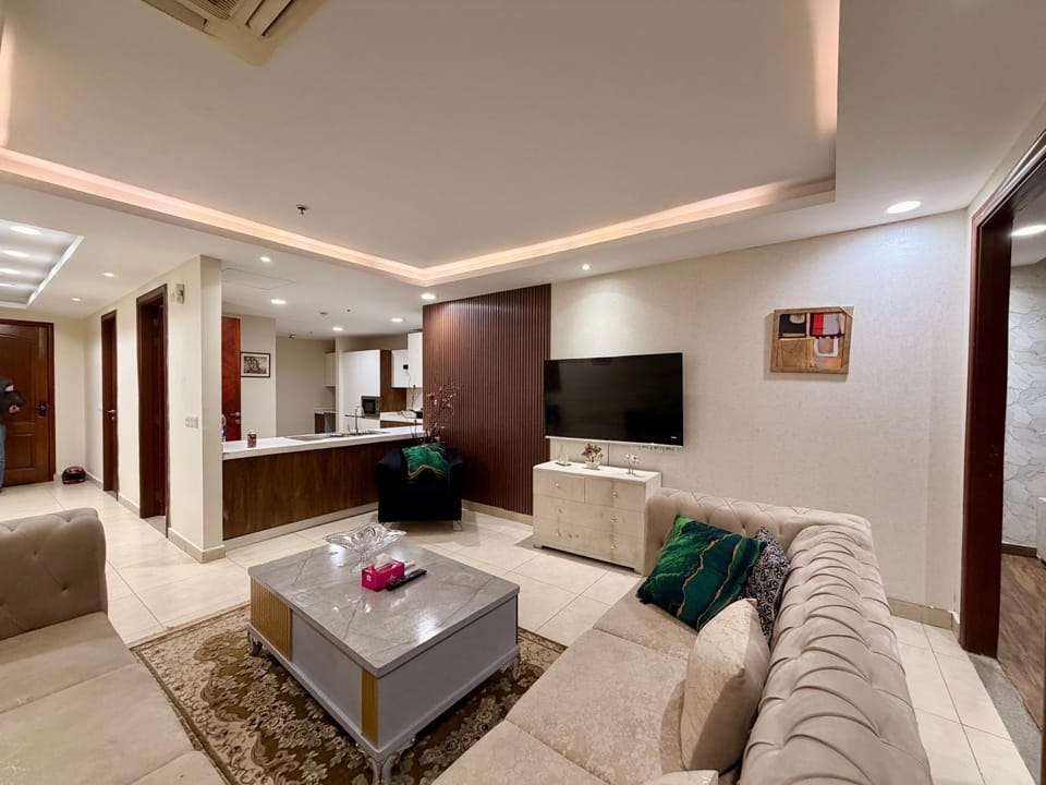 Modern Bedroom with Pool Table in Goldcrest Mall Lahore Apartment in Lahore