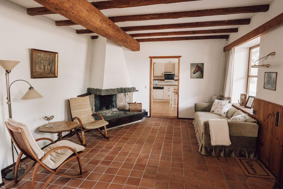 Seating area, fireplace