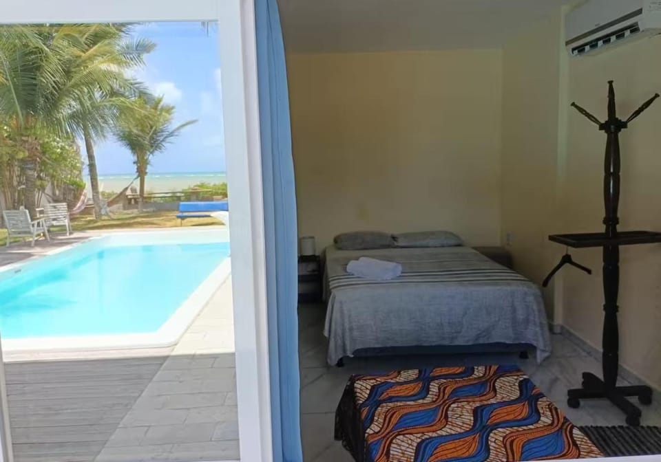 Bed, Natural landscape, Bedroom, Pool view, Swimming pool