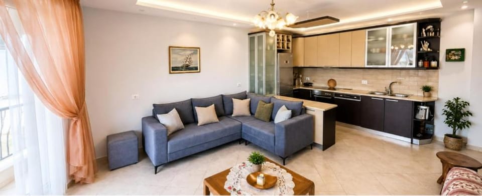 Kitchen or kitchenette, Living room, Seating area, air conditioner