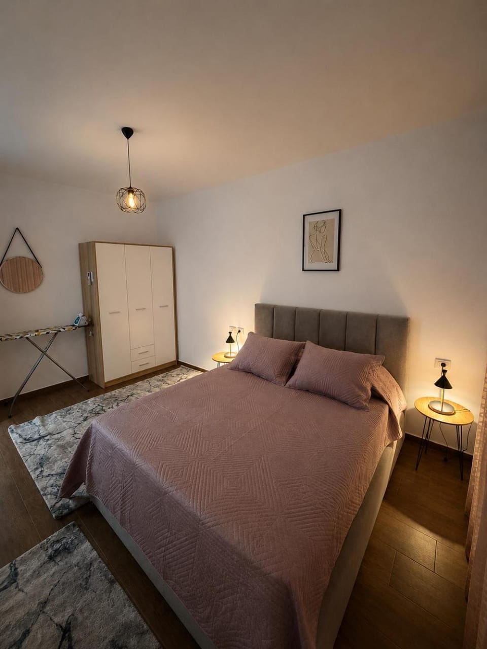 Bed, Photo of the whole room, Bedroom, flat iron, wardrobe