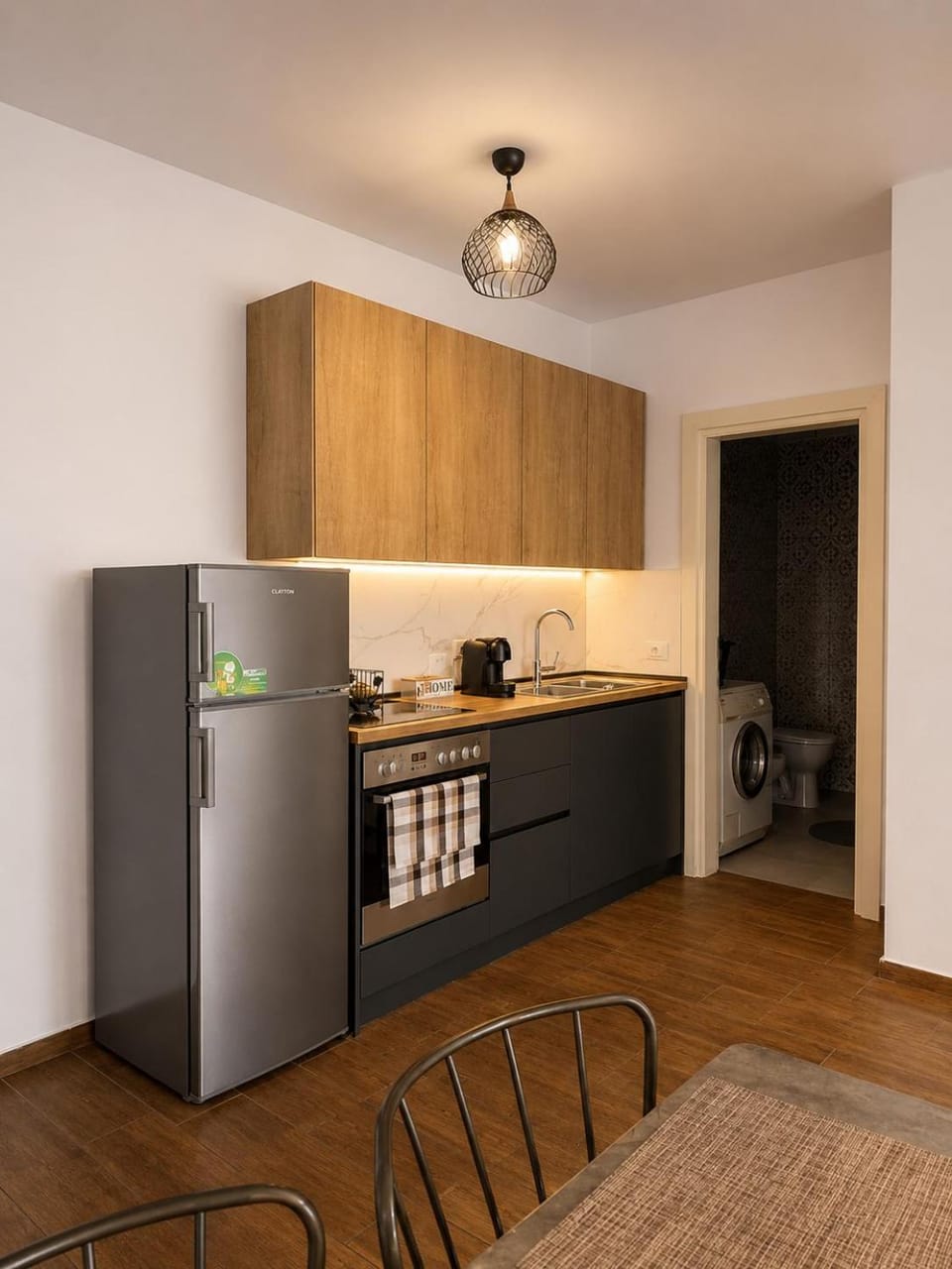 Kitchen or kitchenette, oven, stove