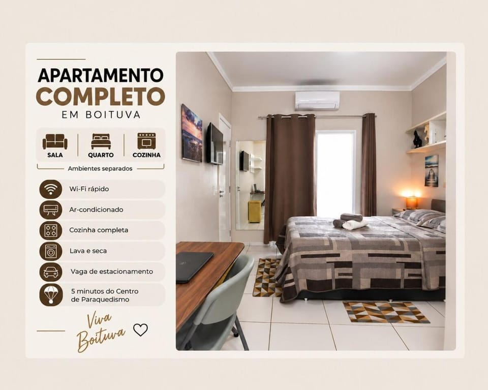 Apê completo com ar, estacionamento grátis próximo ao paraquedismo Apartment in Boituva