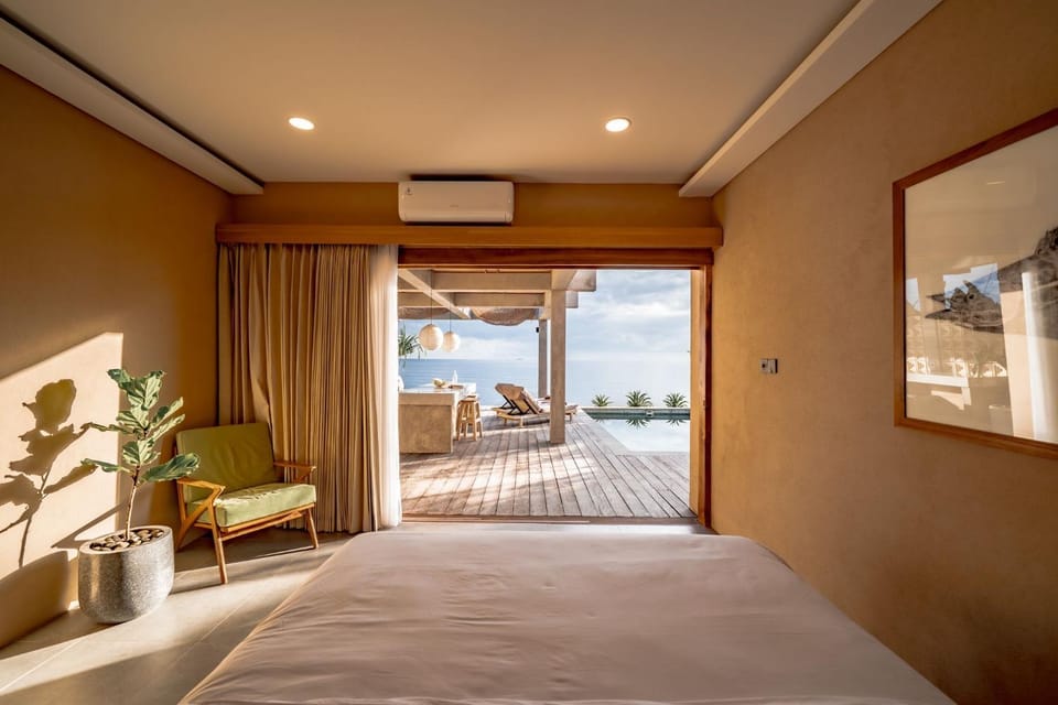 Bed, Natural landscape, Photo of the whole room, Bedroom, Sea view, air conditioner