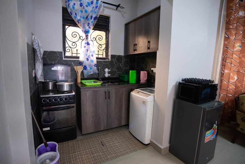 Kitchen or kitchenette, oven, washing machine
