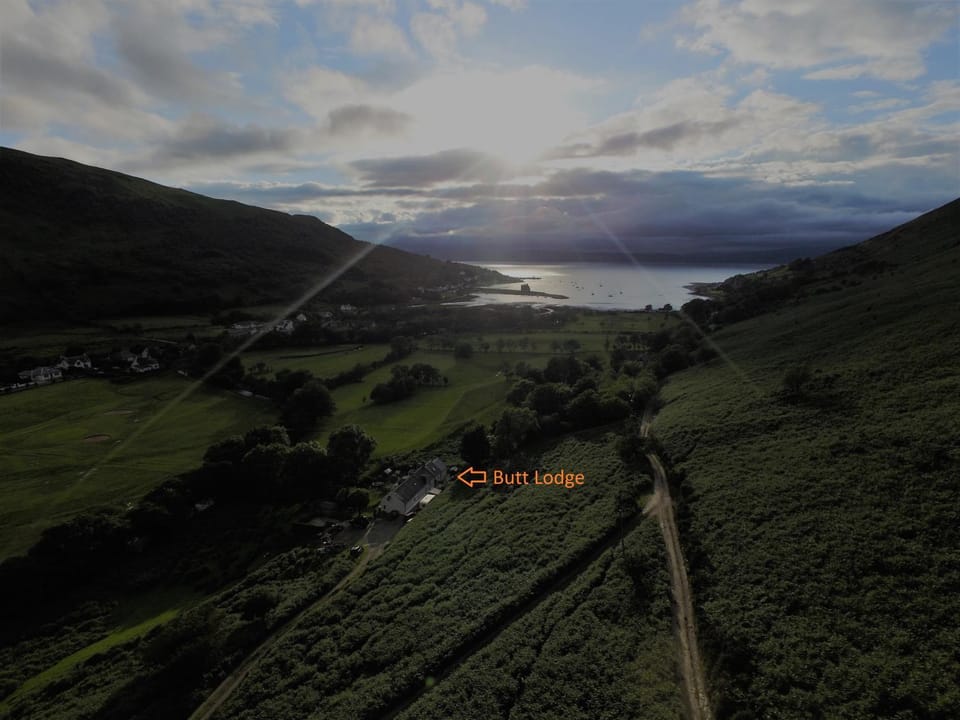 Property building, Natural landscape, Bird's eye view, Beach, Mountain view, Sea view, Sunset