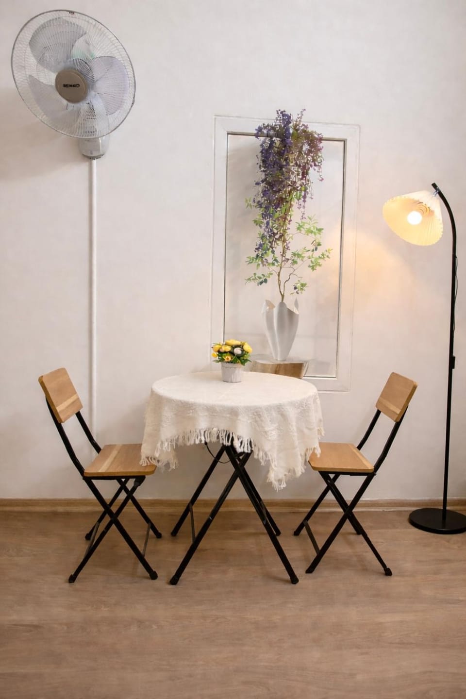 Dining area, furniture, air conditioner