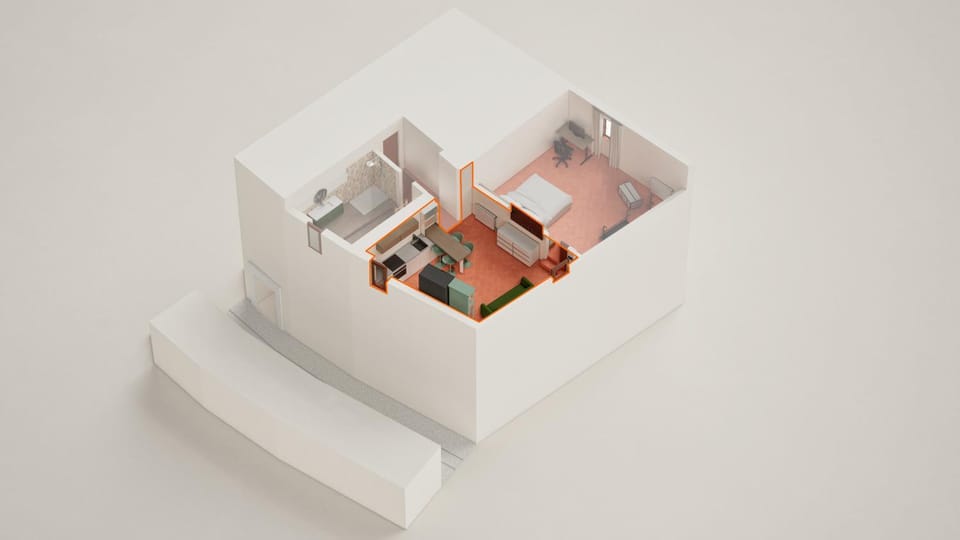 Kitchen or kitchenette, Living room, Floor plan