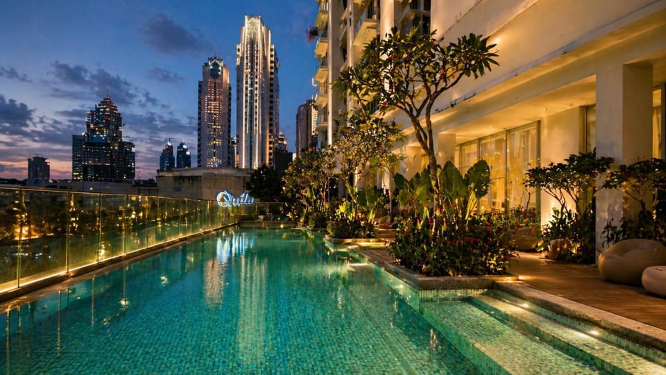 Property building, Night, City view, Pool view, Swimming pool, Swimming pool