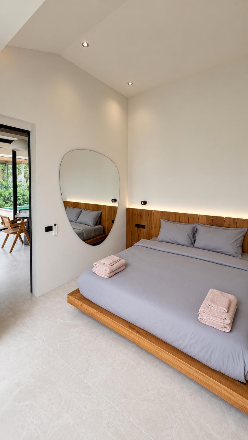 Bed, Photo of the whole room, Bedroom, towels
