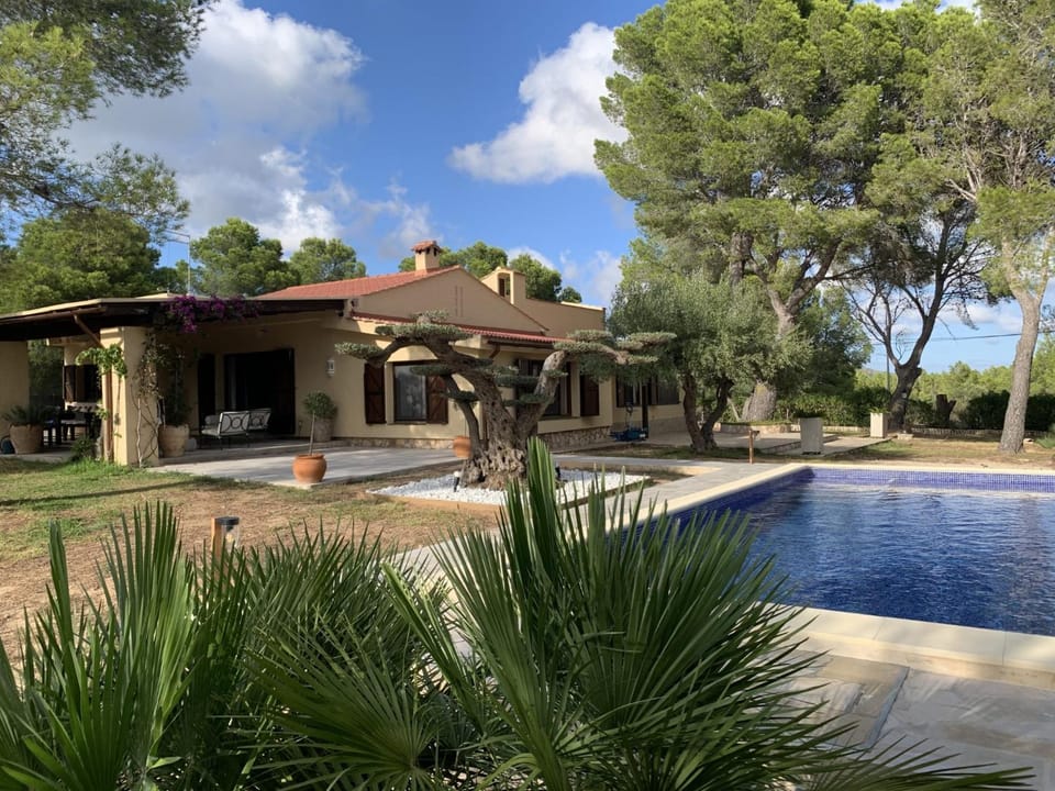 Property building, Natural landscape, Garden, Garden view, Pool view, Swimming pool