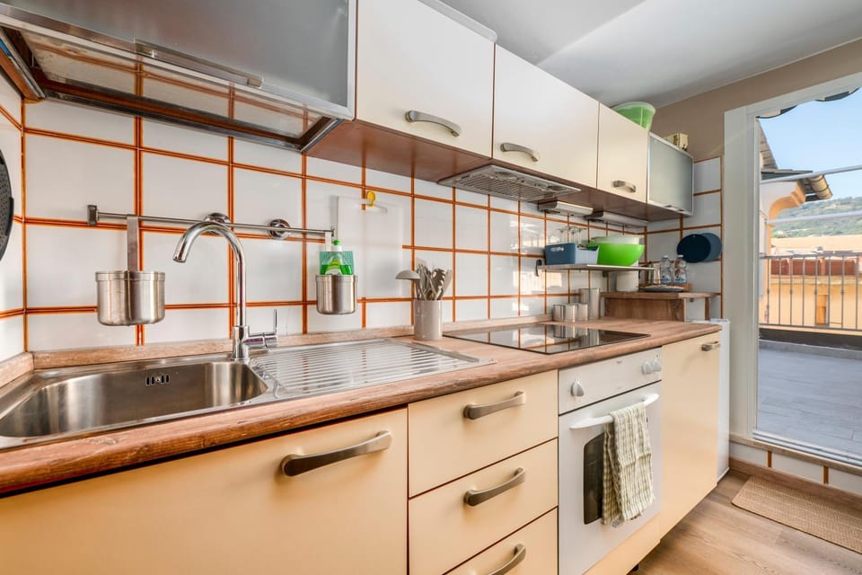Kitchen or kitchenette, stove